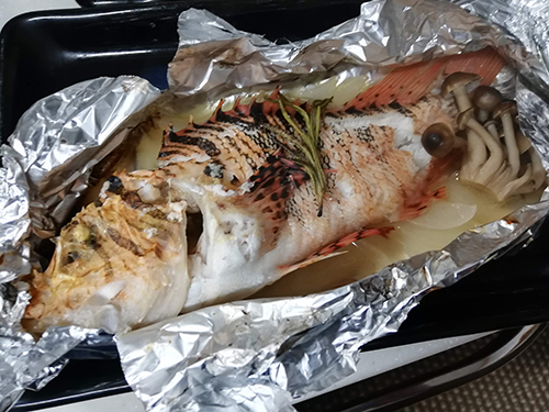 ミノカサゴのホイル焼き