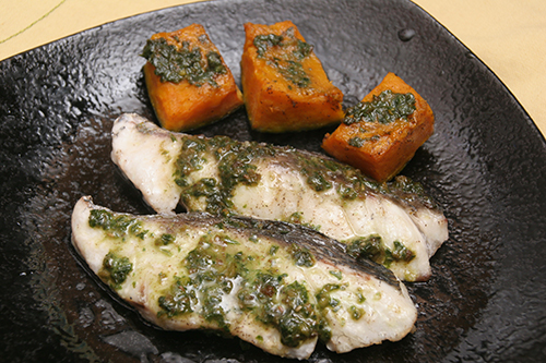オオニベバジルソース焼き